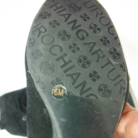 Arturo Chiang Black Suede Leather Slouch Boots - 6 - Picture 7 of 8